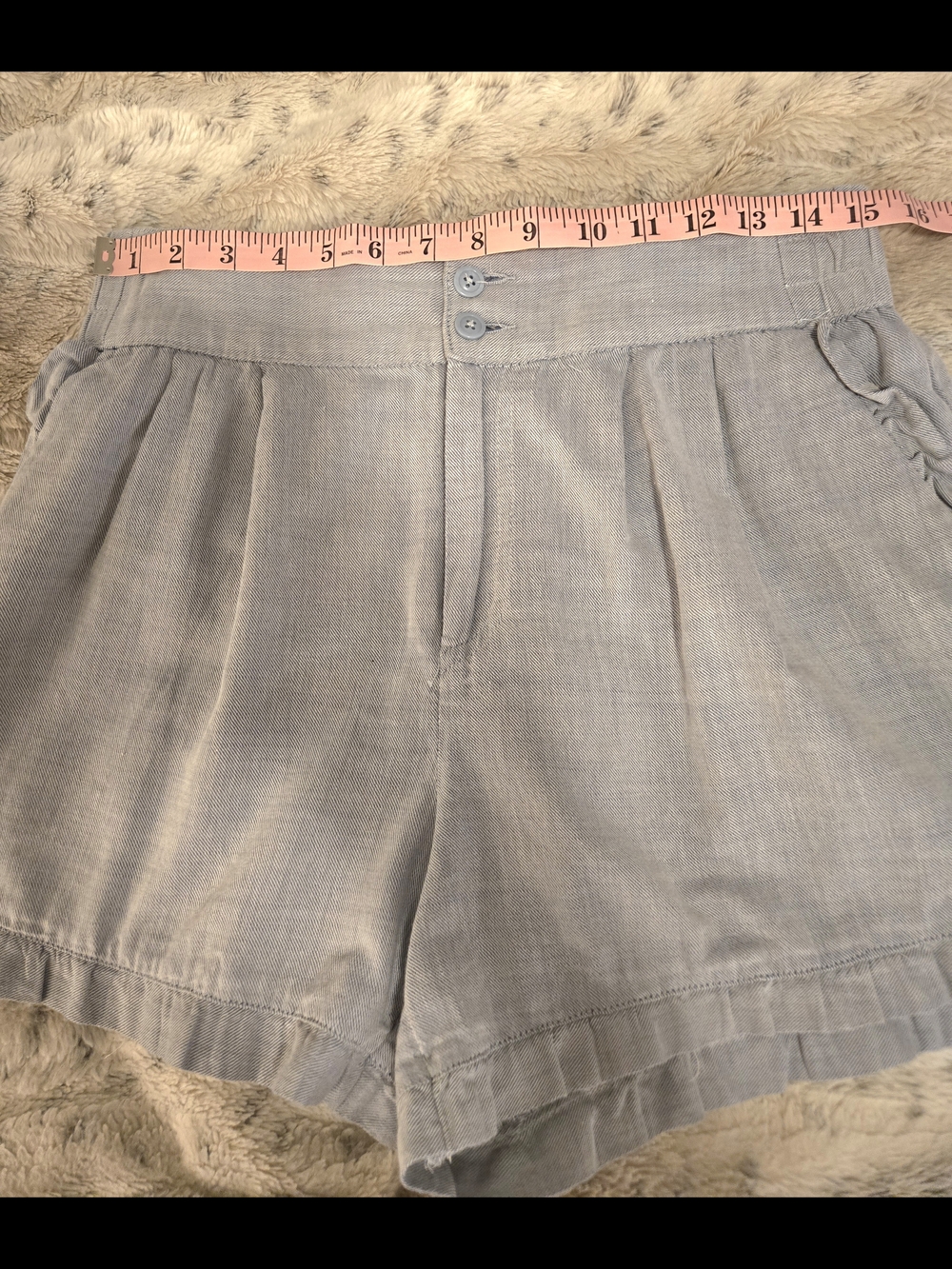 Who What Wear Light Blue High-Waist Ruffled Shorts - Picture 4 of 6